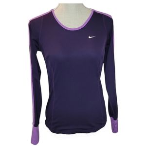 Nike Dri Fit Dark Purple Long Sleeve Shirt Pullover Size S